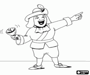 Colorear Buf�n actuando delante de los invitados con la ayuda de una campanilla