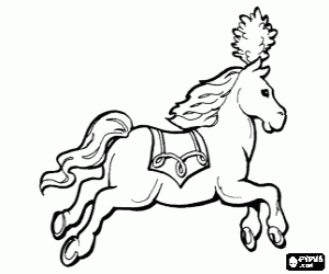 Colorear Caballo en el espect�culo del circo con las plumas en la cabeza