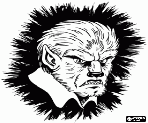 Colorear Cabeza de hombre lobo o lic�ntropo
