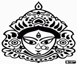Colorear Cabeza de la diosa Durga, uno de los aspectos de P�rvati
