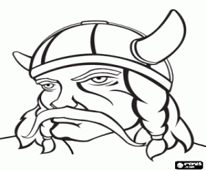 Colorear Cabeza de un guerrero vikingo con un gran bigote
