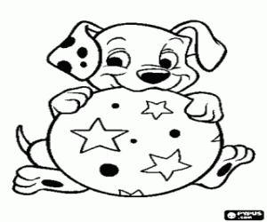 Colorear Cachorro d�lmata con una pelota