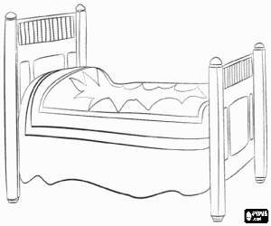 Colorear Cama con cubrecama y con cabezal y pie de cama decorados