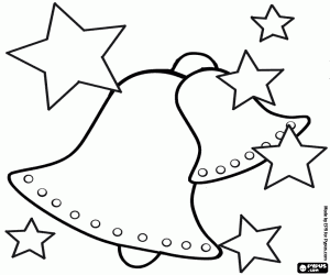 Colorear Campanas navide�as, grande y peque�a, con estrellas