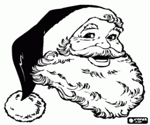 Colorear Cara de Pap� Noel feliz con su sombrero y su larga barba blanca