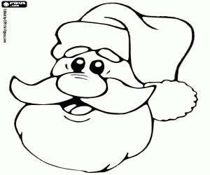 Colorear Cara sonriente de Santa Claus con su larga barba y su sombrero 