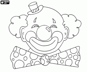 Colorear Cara sonriente de un payaso con un peque�o sombrero y una gran pajarita