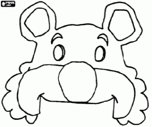 Colorear Careta de oso con grandes orejas