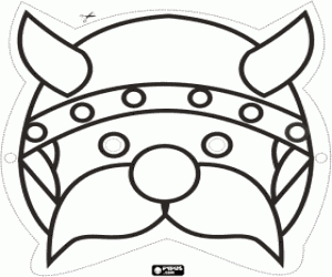 Colorear Careta de vikingo con el casco 