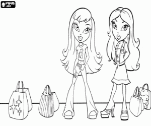 Colorear Chicas Bratz con sus modelitos de primavera - verano y con bolsos variados