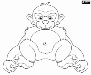 Colorear Chimpanc� sentado en el suelo