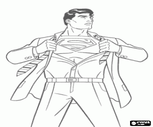 Colorear Clark Kent transform�ndose en Superman con su uniforme rojo y azul para luchar por la justicia
