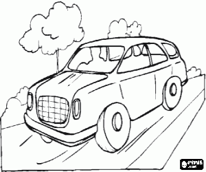 Colorear Coche circulando por la carretera