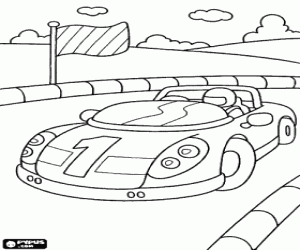 Colorear Coche de carreras en el circuito
