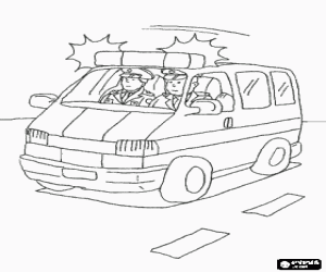 Colorear Coche de polic�a con personas