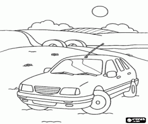Colorear Coche en el paisaje