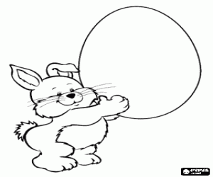 Colorear Conejito levantando un gran huevo de Pascua sin decoraci�n