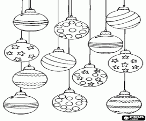 Colorear Conjunto de bolas de Navidad con diferentes decoraciones