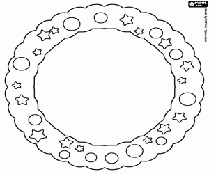 Colorear Corona navide�a decorada con bolas y estrellas