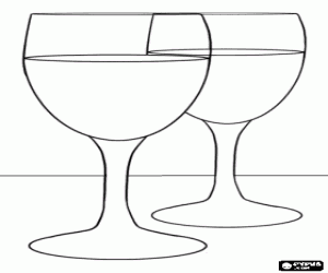 Colorear Dos copas de vino o dos copas de agua