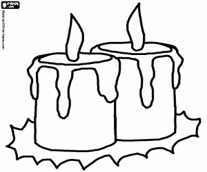 Colorear Dos grandes velas de Navidad encendidas 