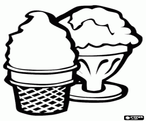 Colorear Dos helados, uno en vasito y el otro en copa de cristal