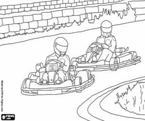 Colorear Dos karts de competici�n en plena carrera