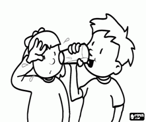 Colorear Dos ni�os acalorados bebiendo un refrescante vaso de agua
