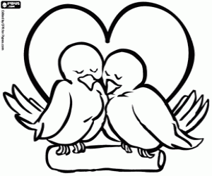 Colorear Dos pajaros enamorados como s�mbolo del matrimonio