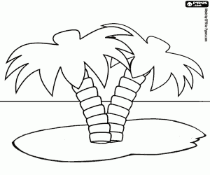 Colorear Dos palmeras solitarias en una peque�a isla desierta