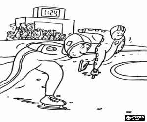 Colorear Dos patinadores en una carrera de patinaje de velocidad