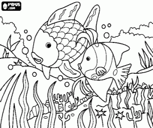 Colorear Dos peces en el fondo del mar