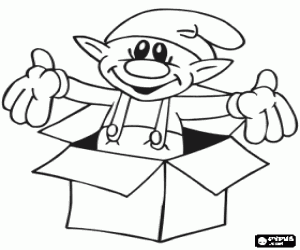 Colorear Duende de Navidad dentro de una caja