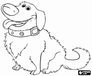 Colorear Dug, un perro muy divertido amigo de Carl y Russell