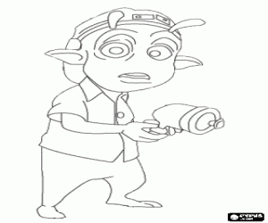 Colorear Eckle, el vecino y amigo de Lem, un ni�o de siete a�os del Planet 51