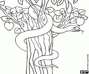 Colorear El Demonio en forma de serpiente en el �rbol de la Ciencia del bien y del Mal