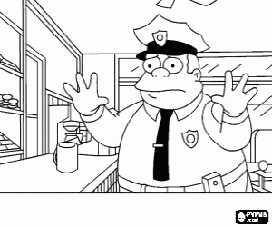 Colorear El jefe de polic�a de la ciudad de Springfield Clancy Wiggum o Clancy Gorgory - Jefe Wiggum o jefe Gorgory