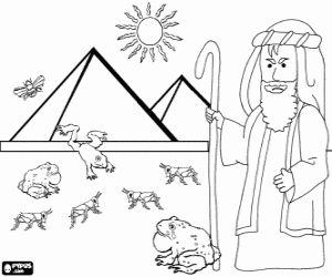 Colorear El legendario profeta Mois�s y las plagas que Dios envi� sobre los egiptos