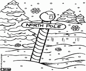 Colorear El Polo Norte donde est� la casa de Pap� Noel durante una gran nevada
