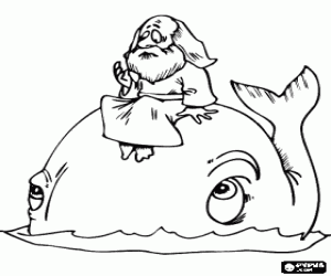Colorear El profeta Jon�s y el gran pez o la ballena