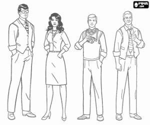 Colorear El reportero Clark Kent con  Lois Lane y otros compa�eros del Daily Planet, Jimmy Olsen y Perry White