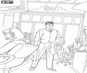 Colorear El reportero Clark Kent en el edificio del Daily Planet, el peri�dico donde trabaja