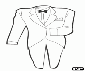 Colorear Elegante traje de noche para caballero con pajarita y pa�uelo en el bolsillo