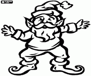 Colorear Elfo navide�o con las orejas puntiagudas y el sombrero puntiagudo