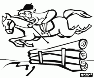 Colorear Equitaci�n - Caballo y jinete en la prueba de salto
