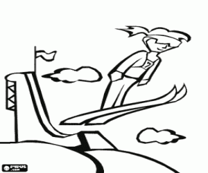 Colorear Esquiador en pleno vuelo de un salto desde trampol�n