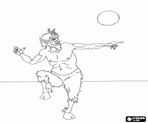 Colorear Fauno en la mitolog�a romana o Pan en al mitolog�a griega. Fauno bailando a la luz de la luna