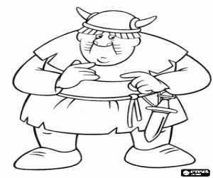 Colorear Faxe, el vikingo con mayor apetito, el m�s grande y m�s fuerte de los vikingos de Flake