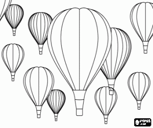 Colorear Festival de globos aerost�ticos, muchos globos en vuelo