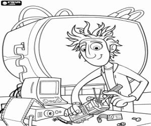 Colorear Flint Lockwood, el cient�fico trabajando en un nuevo invento en su laboratorio